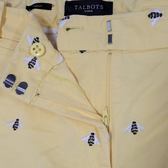 Talbots Yellow Embroidered Bees Curvy High Rise Cropped Pants 18W (37x25) - Picture 14 of 15
